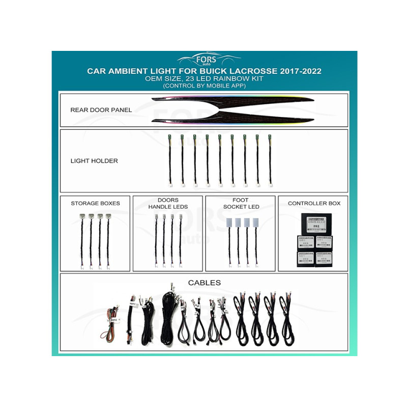 Ambient interior lighting FORS.auto for Buick LaCrosse 2017-2022 (Rainbow Kit)-23 LEDs