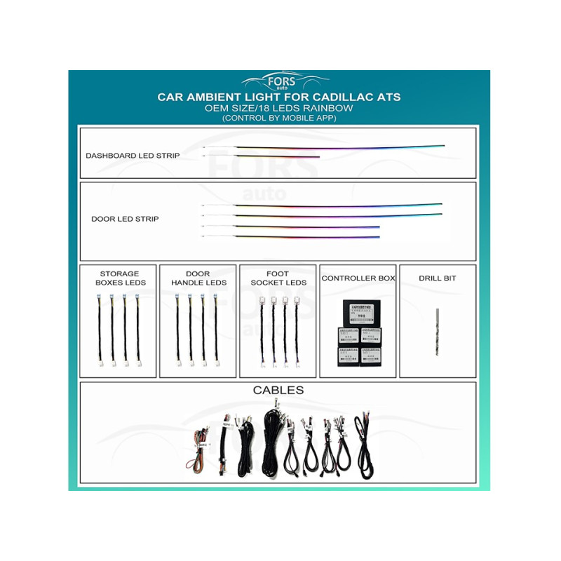 Ambient interior lighting FORS.auto for Cadillac ATS (Ambient Light)-18 LEDs