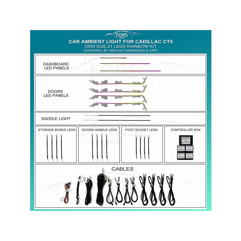 Ambient interior lighting FORS.auto for Cadillac CT5 (Ambient Light)-21 LEDs
