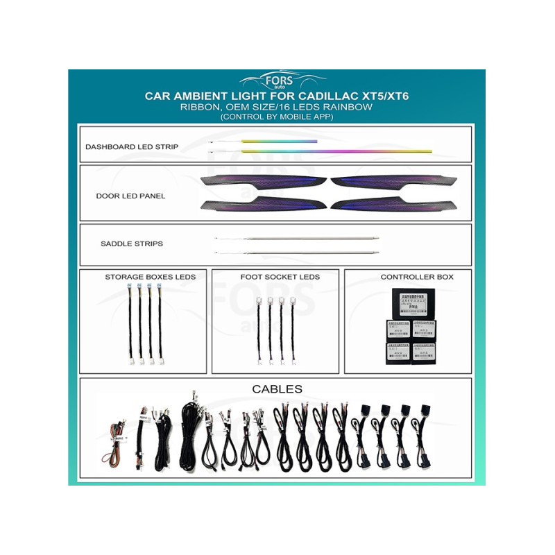 Ambient interior lighting FORS.auto for Cadillac XT5/XT6 (Ribbon)-16 LEDs