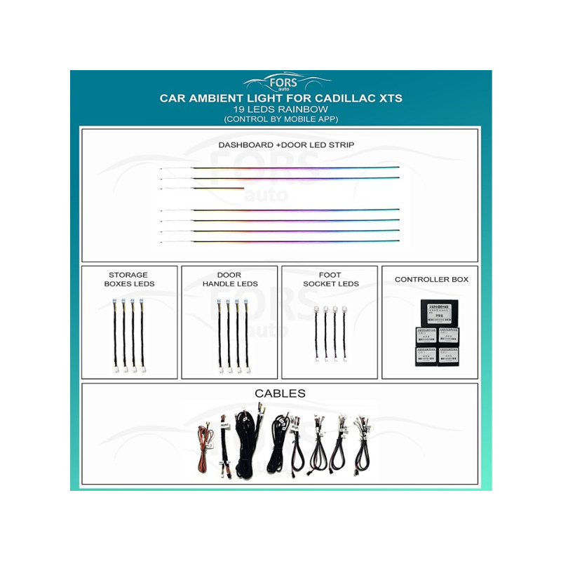 Ambient interior lighting FORS.auto for Cadillac XTS (Rainbow)-19 LEDs