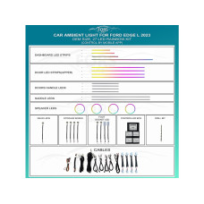 Ambient interior lighting FORS.auto for Ford Edge L 2023 (Rainbow Kit)-27 LEDs