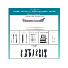 Ambient interior lighting FORS.auto for Honda Accord (10TH) 2018-2022 (Rainbow Kit)-19 LEDs