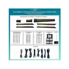 Ambient interior lighting FORS.auto for Honda Civic 2016-2021 (Carbon Fiber)-20 LEDs