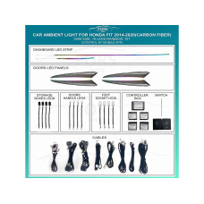 Ambient interior lighting FORS.auto for Honda Fit 2014-2020 (Carbon Fiber)-18 LEDs