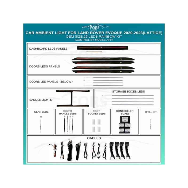 Ambient interior lighting FORS.auto for Land Rover Evoque 2020-2023 (Lattice)-25 LEDs