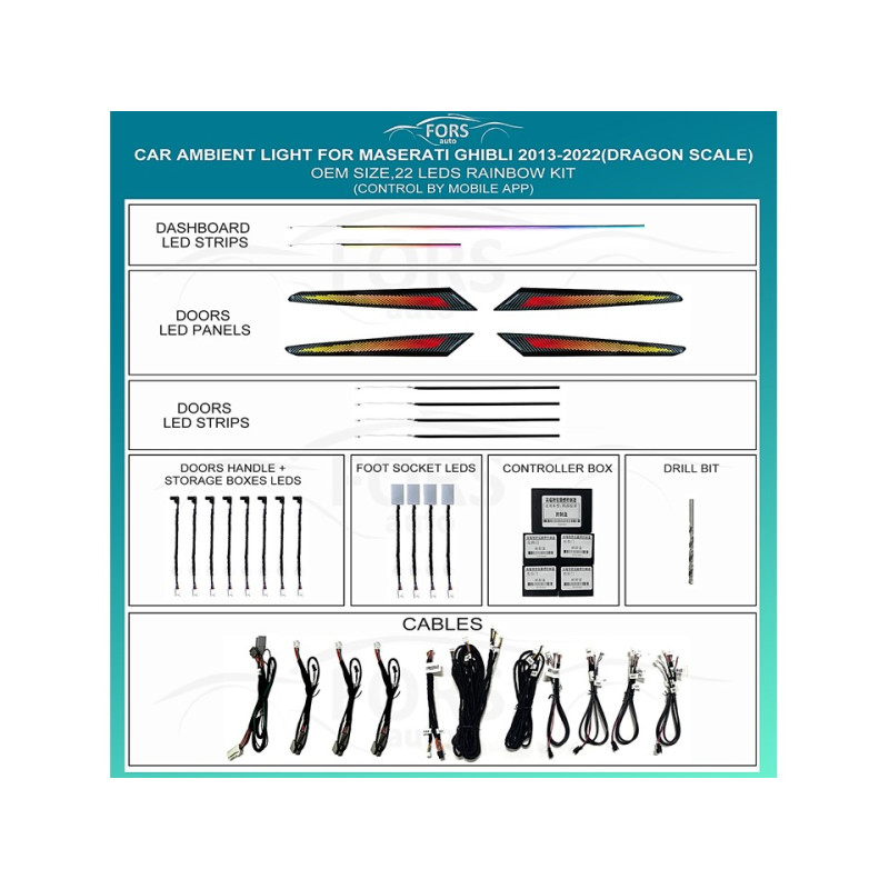 Ambient interior lighting FORS.auto for Maserati Ghibli 2013-2022 (Dragon Scale)-22 LEDs
