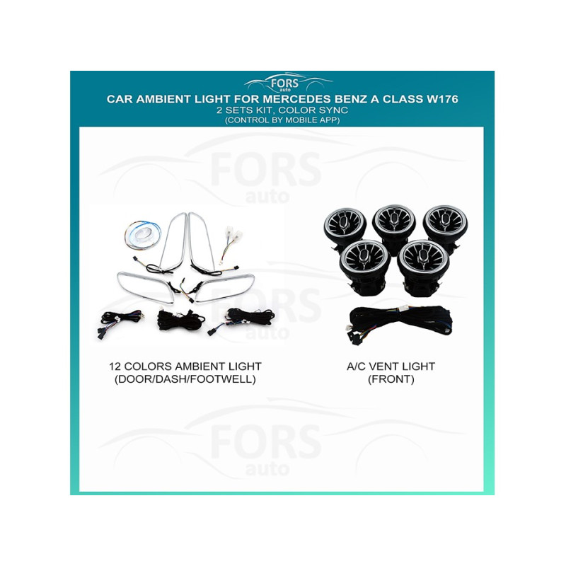 Ambient interior lighting FORS.auto for Mercedes-Benz A Class W176 (Color Sync)-2 Sets Kit
