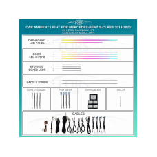 Ambient interior lighting FORS.auto for Mercedes-Benz S-Class 2014-2020 (Rainbow Kit)-20 LEDs