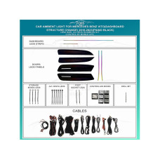 Ambient interior lighting FORS.auto for Mercedes-Benz Vito (Dashboard Structure Change) 2016-2023 (Piano Black)-24 LEDs
