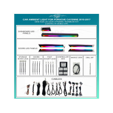 Ambient interior lighting FORS.auto for Porsche Cayenne 2010-2017 (Dynamic Rainbow Kit)-20 LEDs