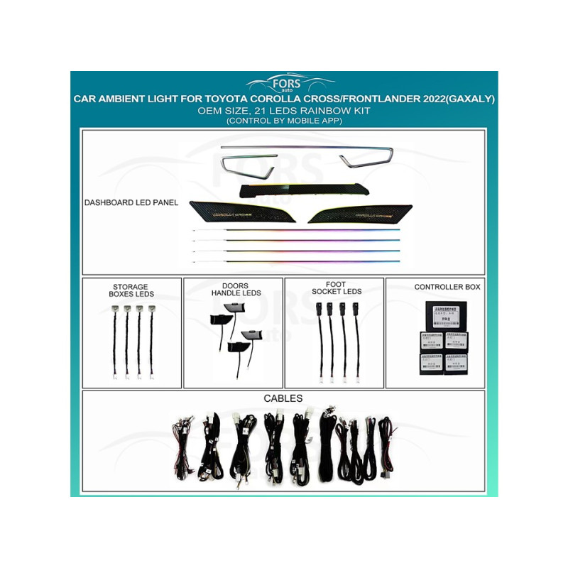 Ambient interior lighting FORS.auto for Toyota Corolla Cross/Frontlander 2022 (Gaxaly)-21 LEDs