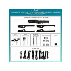 Ambient interior lighting FORS.auto for Toyota Highlander 2022 (Basic-Equipped)-18 LEDs