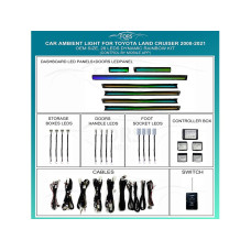 Ambient interior lighting FORS.auto for Toyota Land Cruiser 2008-2021 (Dynamic Rainbow Kit)-26 LEDs