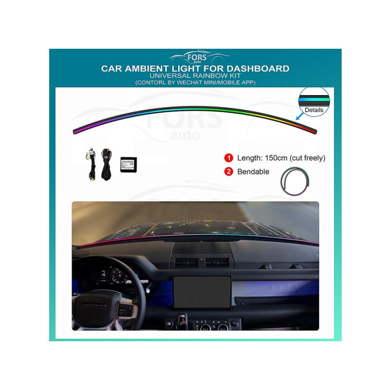 Ambient interior lighting FORS.auto for dashboard Universal (Rainbow Kit)