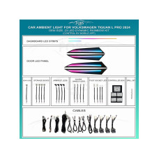 Ambient interior lighting FORS.auto for Volkswagen Tiguan L Pro 2024 (Dynamic Rainbow Kit)-23 LEDs