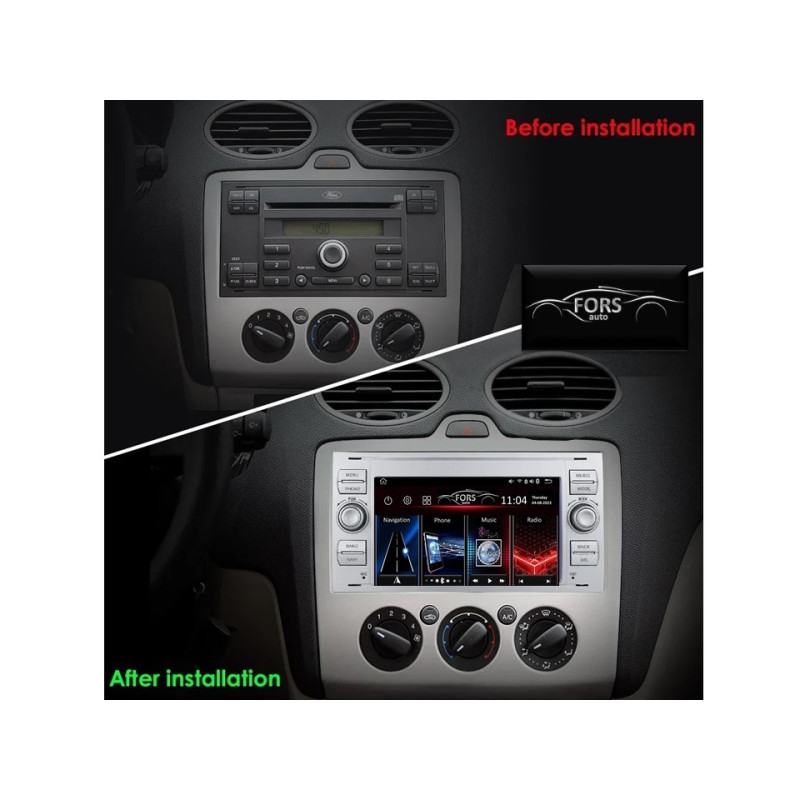 Android head unit FORS.auto M150 Ford Focus/Mondeo/S-Max/C-Max/Kuga/Fiesta/Fusion (7 inch, 2+32Gb, silver) 2007-2011