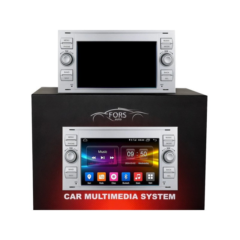 Android head unit FORS.auto M150 Ford Focus/Mondeo/S-Max/C-Max/Kuga/Fiesta/Fusion (7 inch, 2+32Gb, silver) 2007-2011