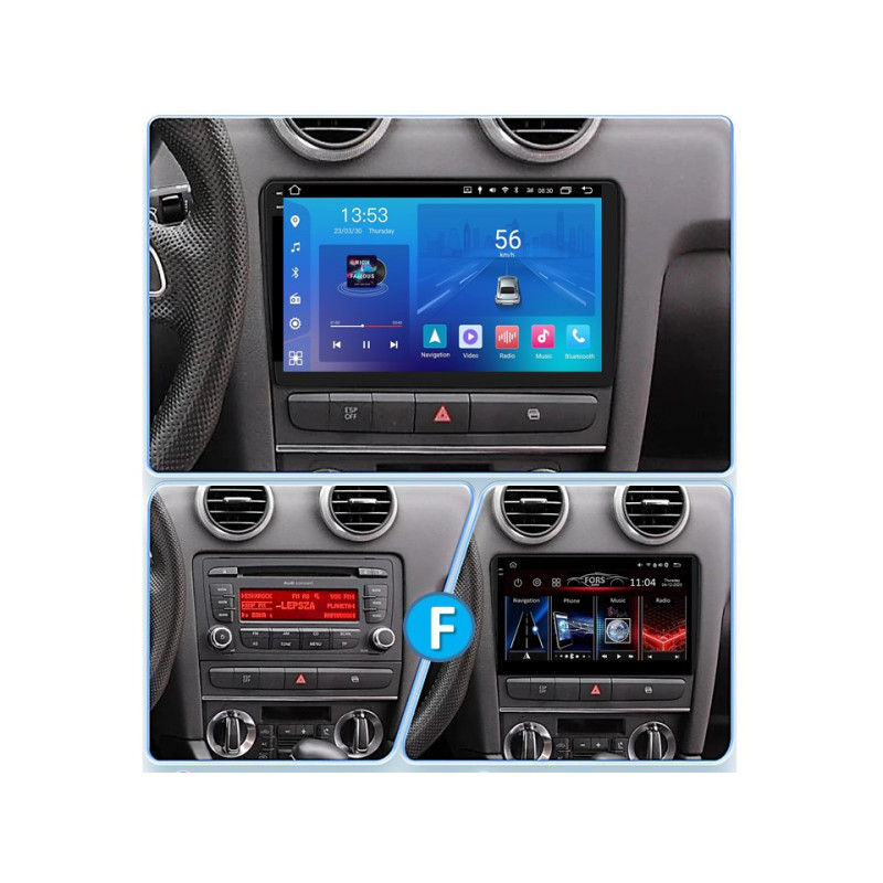 Android head unit FORS.auto FS 2 ULTRA for Audi A3 (2+32Gb, 9") 2003-2013