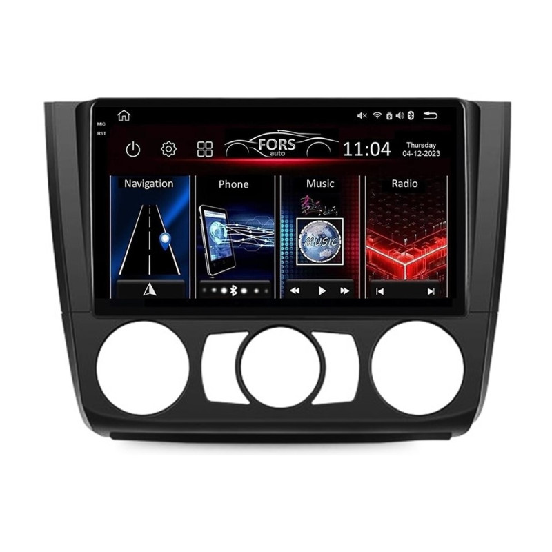Android head unit FORS.auto FS 2 PRO for BMW 1-Series (2+32Gb, 9", Manual AC) 2008-2012