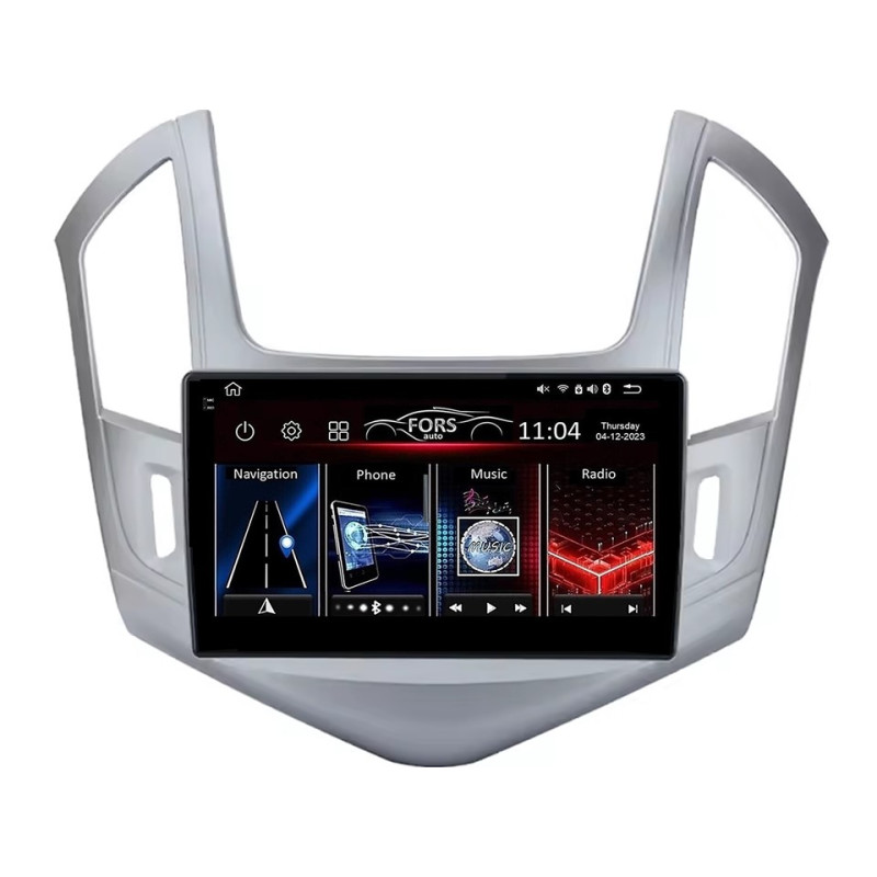 Android head unit FORS.auto FS 4 MAX for Chevrolet Cruze (4+32Gb, 9", Silver) 2012-2015