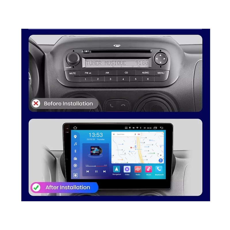 Android head unit FORS.auto FS 2 PRO for Citroen Nemo/Peugeot Bipper/Fiat Fiorino Qubo (2+32Gb, 10") 2008+