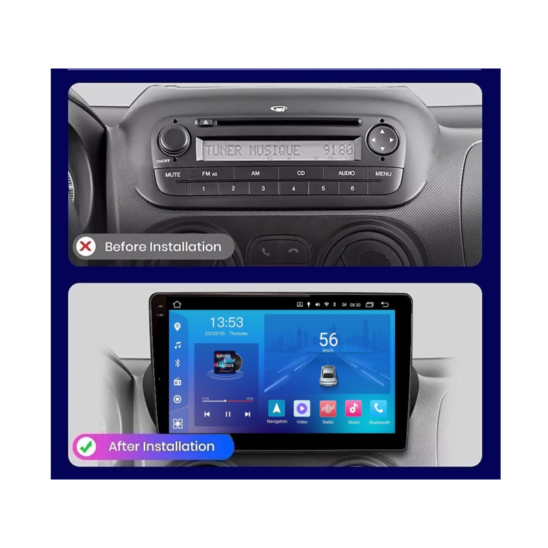 Android head unit FORS.auto FS 2 ULTRA for Citroen Nemo/Peugeot Bipper/Fiat Fiorino Qubo (2+32Gb, 10") 2008+
