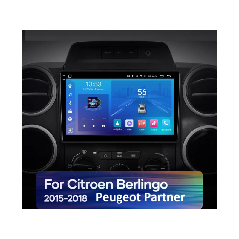 Android head unit FORS.auto FS 2 ULTRA for Citroen Berlingo/Peugeot Partner (2+32Gb, 9") 2015-2018