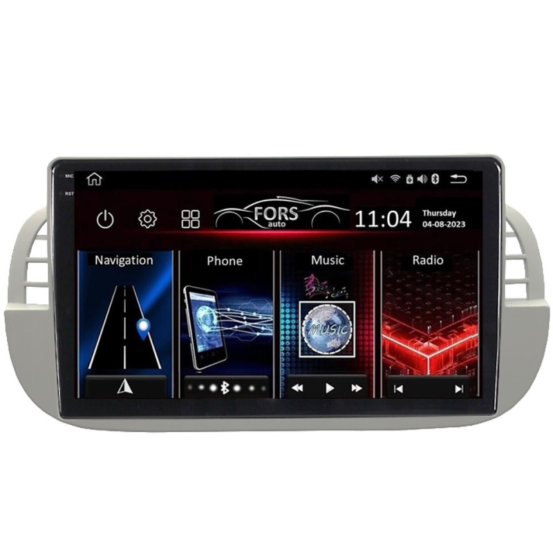 Android head unit FORS.auto FS 4 MAX for Fiat 500 (4+32Gb, 9") 2007-2015