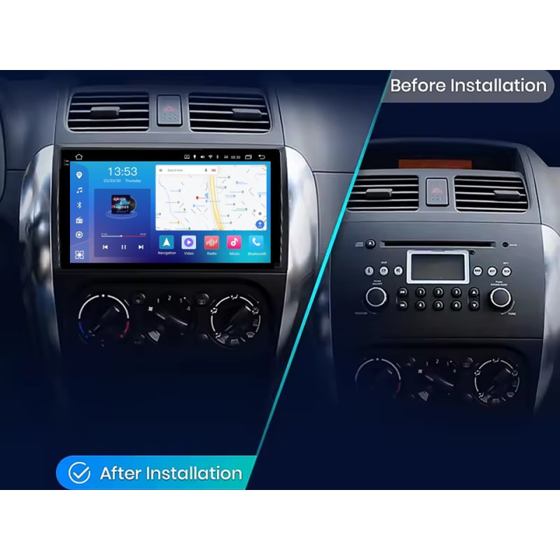 Android head unit FORS.auto FS 4 MAX Qled for Fiat Sedici 2005-2014/Suzuki SX4 2006-2014 (4+32Gb, 9")