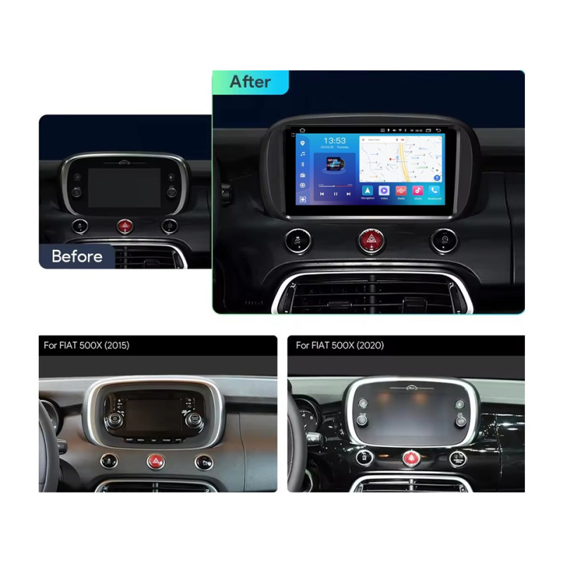 Android head unit FORS.auto FS 4 MAX for Fiat 500X (4+32Gb, 9")  2014-2019