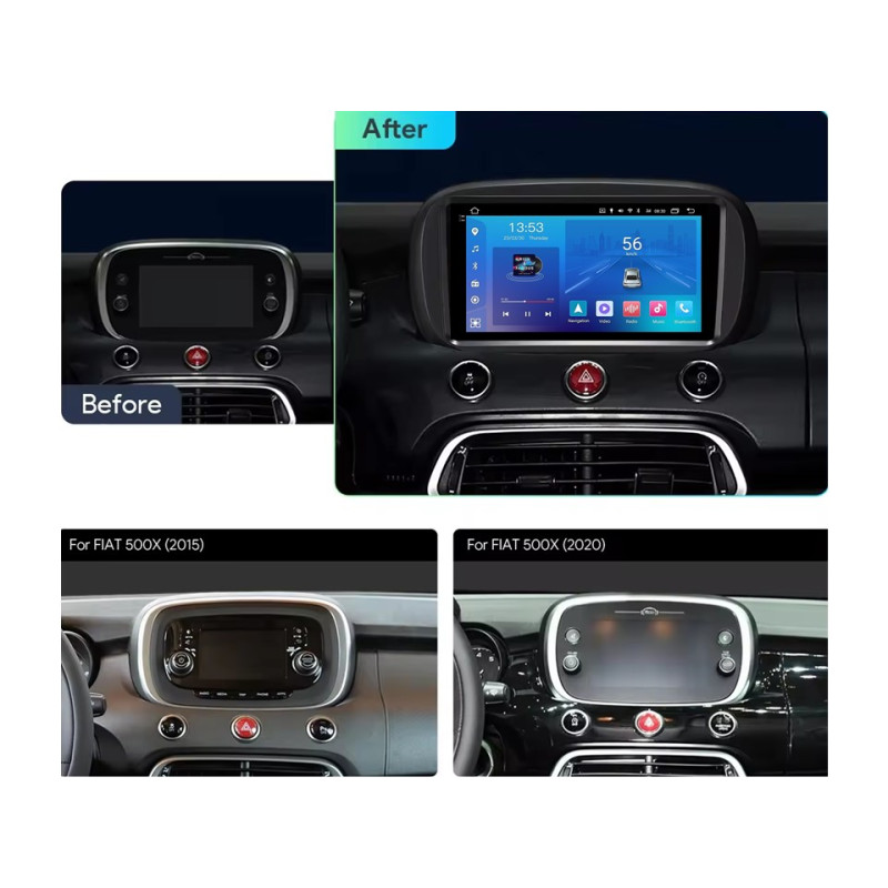 Android head unit FORS.auto FS 2 ULTRA for Fiat 500X (2+32Gb, 9") 2014-2019