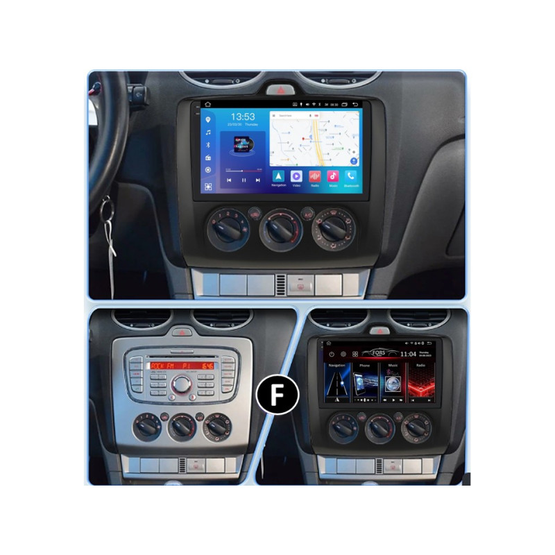 Android head unit FORS.auto FS 6 MAX for Ford Focus (6+128Gb, 9", Manual AC, black) 2005-2011