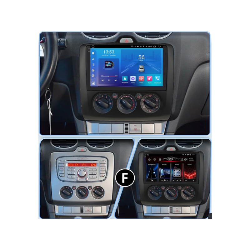 Android head unit FORS.auto FS 2 ULTRA for Ford Focus (2+32Gb, 9", Manual AC, black) 2005-2011