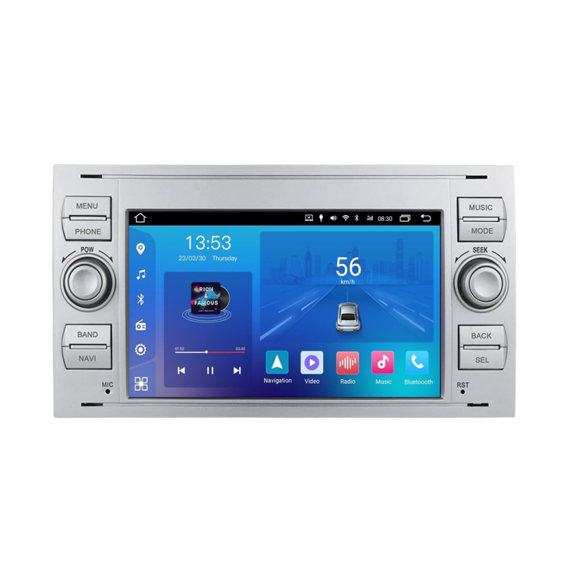 Android head unit FORS.auto FS 2 ULTRA for Ford Focus/Mondeo/S-Max/C-Max/Kuga/Fiesta/Fusion (2+32Gb, 7", silver) 2005-2011