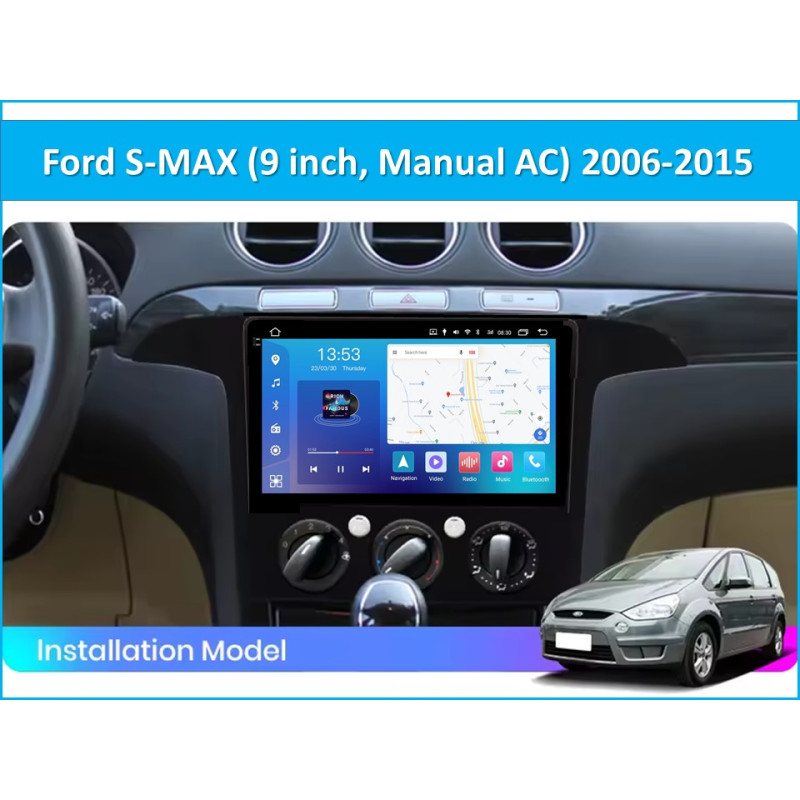 Android head unit FORS.auto FS 4 MAX Qled for Ford S-MAX (4+32Gb, 9", Manual AC) 2006-2015