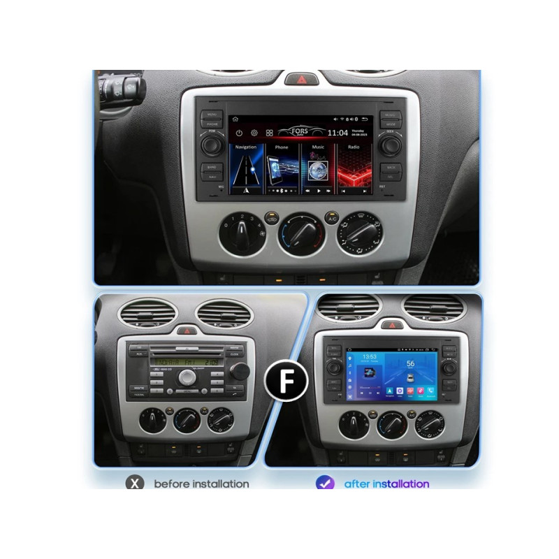 Android head unit FORS.auto FS 2 ULTRA for Ford Focus/Mondeo/S-Max/C-Max/Kuga/Fiesta/Fusion (2+32Gb, 7", black) 2005-2011