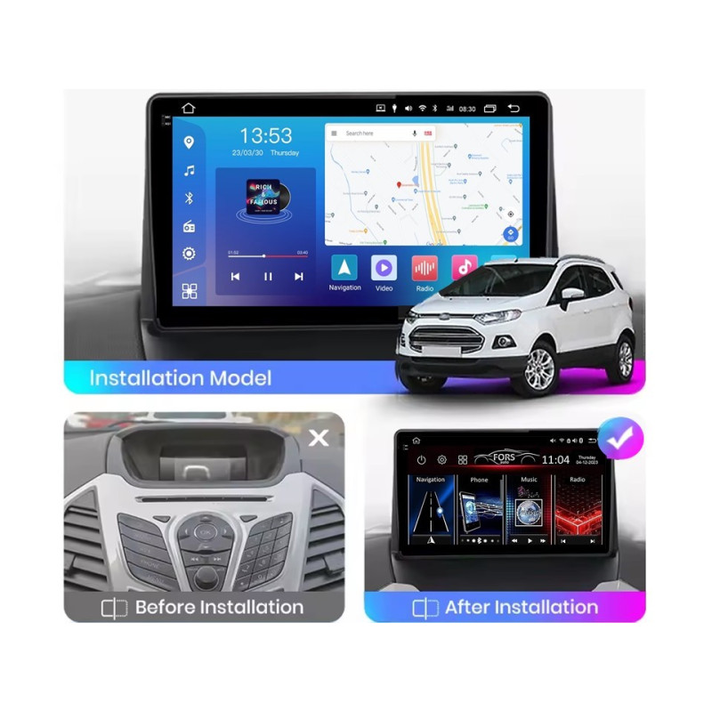 Android head unit FORS.auto FS 4 MAX Qled for Ford Ecosport (4+32Gb, 9") 2012-2017