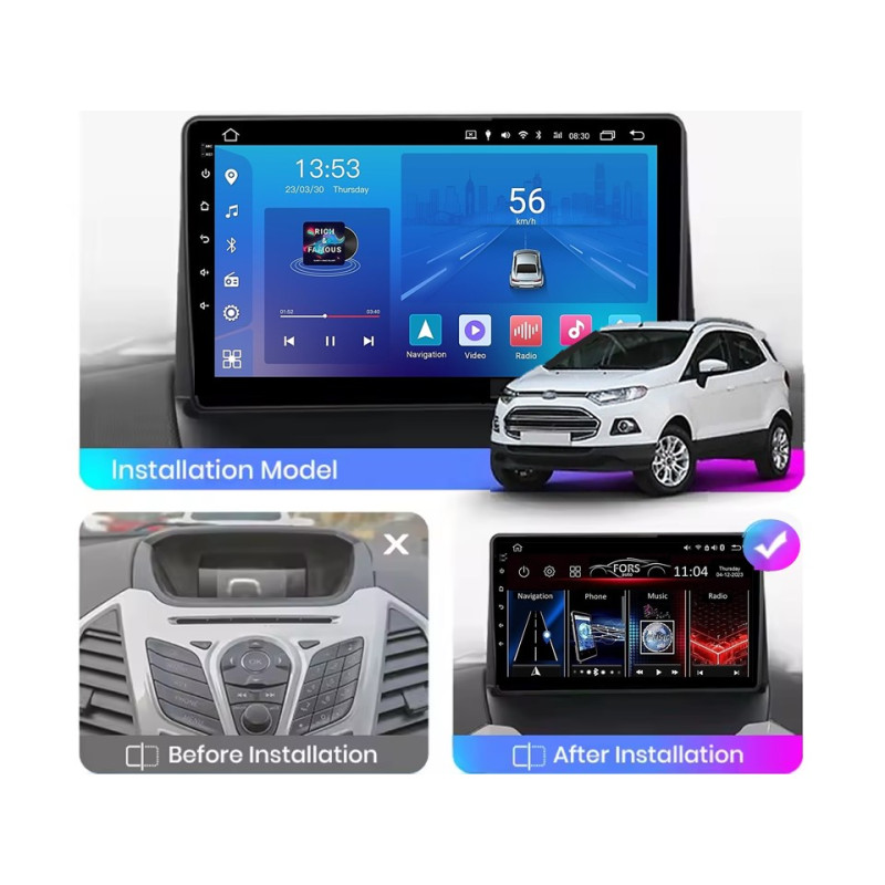 Android head unit FORS.auto FS 1 LITE for Ford Ecosport (1+32Gb, 9") 2012-2017