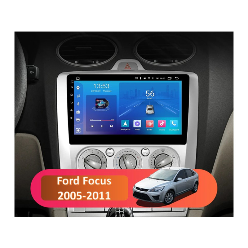 Android head unit FORS.auto FS 1 LITE for Ford Focus (1+32Gb, 9", Manual AC) 2005-2011