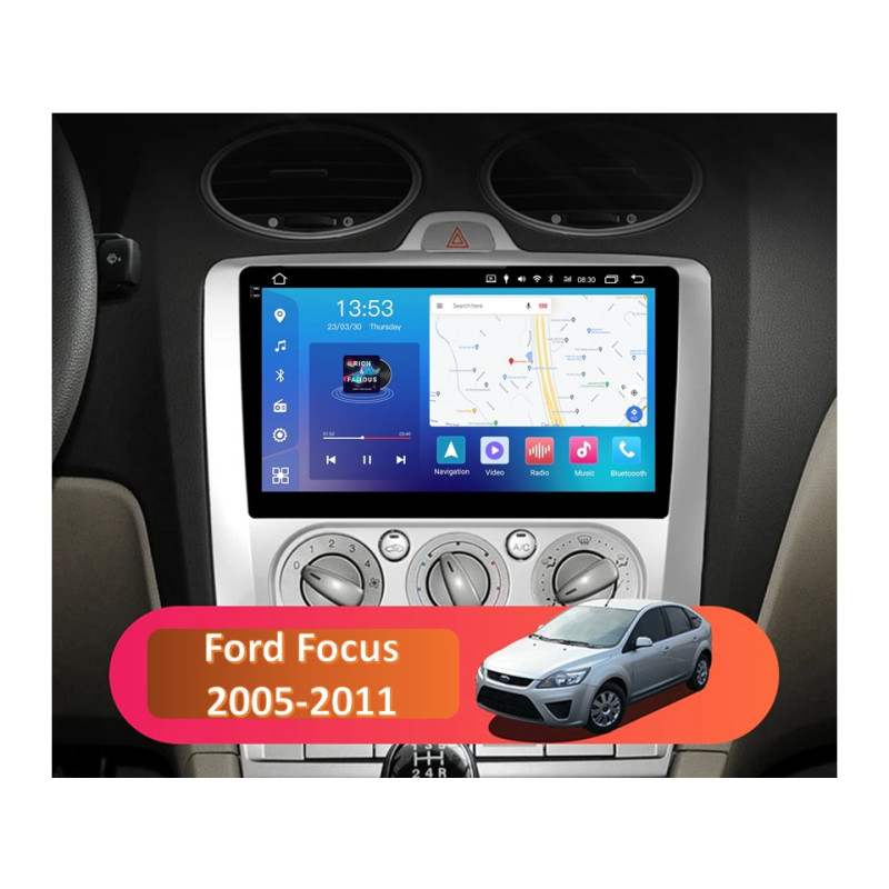 Android head unit FORS.auto FS 4 PRO  for Ford Focus (4+64Gb, 9", Manual AC) 2005-2011