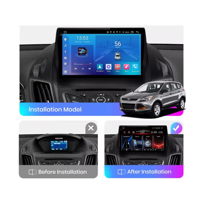 Android head unit FORS.auto FS 2 ULTRA for Ford Kuga (2+32Gb, 9") 2013-2018