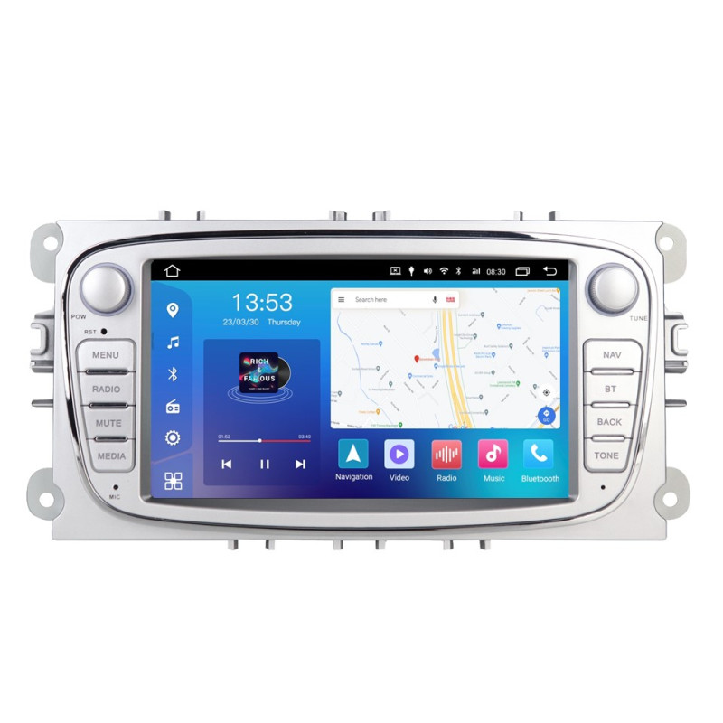 Android head unit FORS.auto FS 2 PRO for Ford Focus/Mondeo/S-Max/C-Max/Kuga/Fiesta/Fusion (2+32Gb, 7", silver) 2007-2011