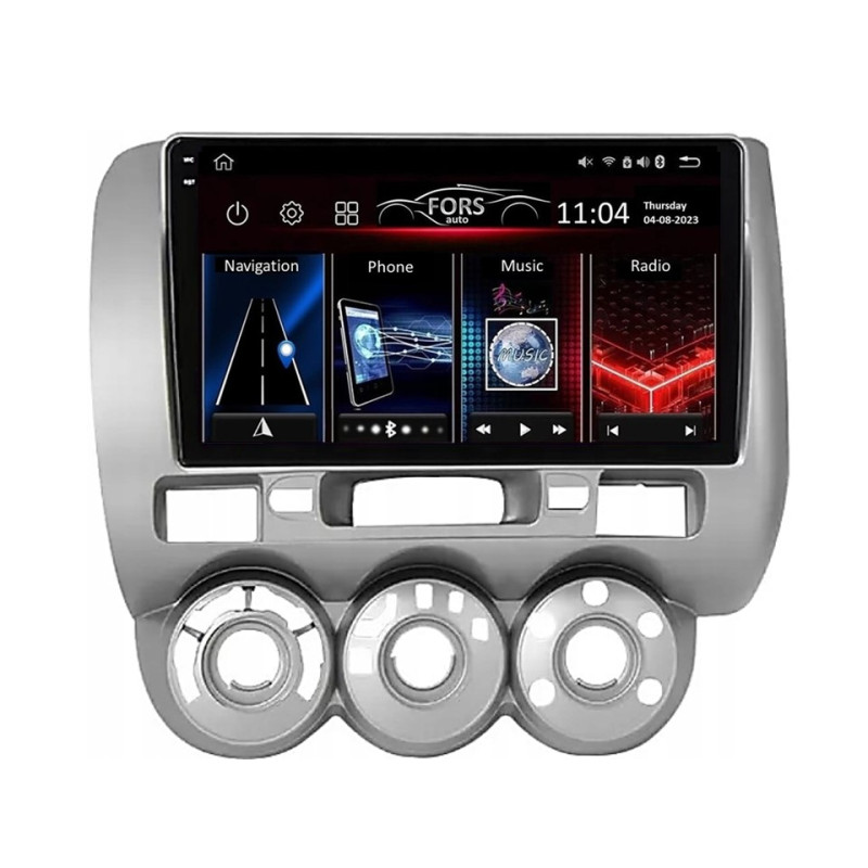 Android head unit FORS.auto FS 4 MAX for Honda Jazz (4+32Gb, 9", LHD, Manual AC) 2001-2005