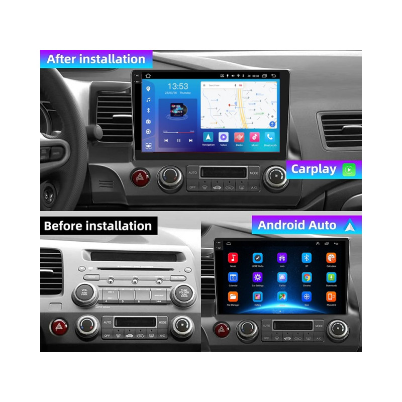 Android head unit FORS.auto FS 6 MAX  for Honda Civic (6+128Gb, 10") 2006-2011