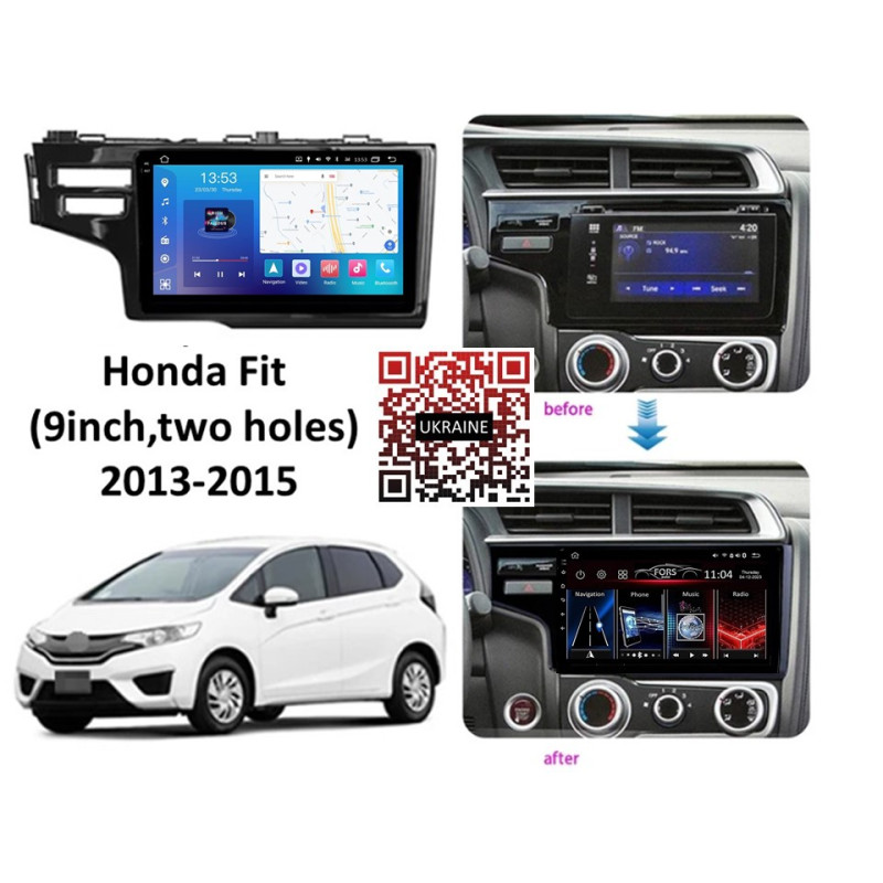Android head unit FORS.auto FS 4 MAX for Honda FIT (4+32Gb, 9", Two holes) 2013-2015