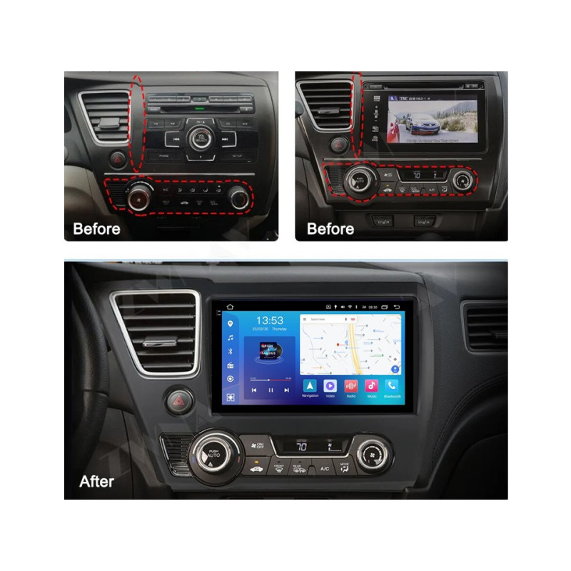 Android head unit FORS.auto FS 4 PRO for Honda Civic (4+64Gb, 9") 2013-2016
