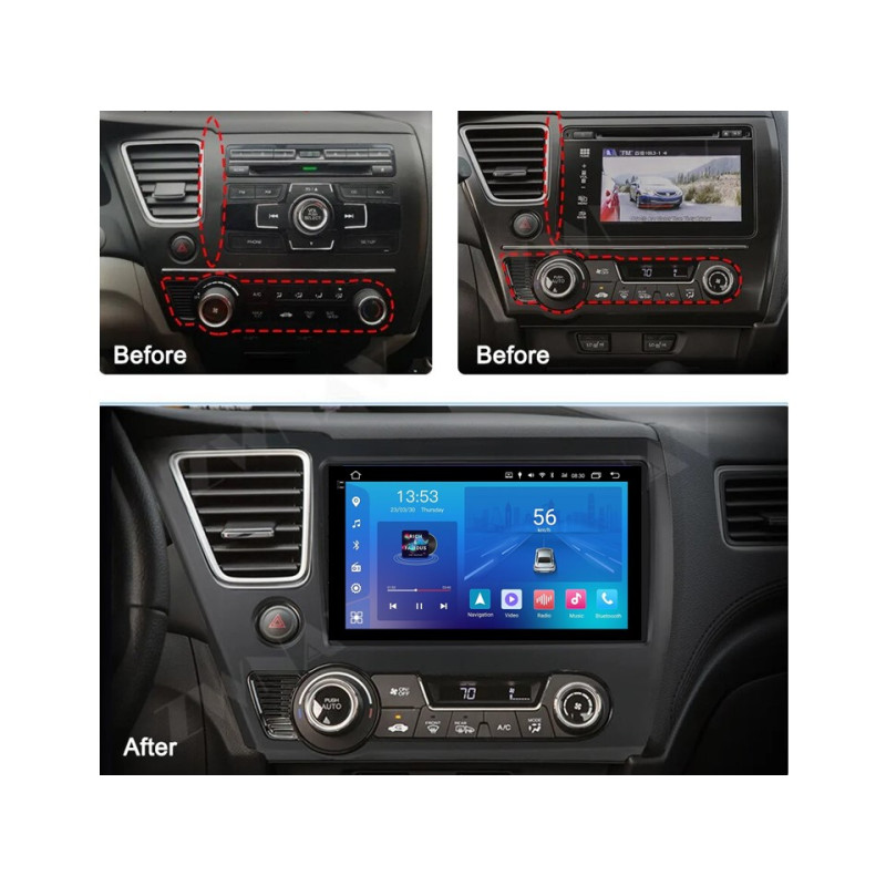 Android head unit FORS.auto FS 2 ULTRA for Honda Civic (2+32Gb, 9") 2013-2016
