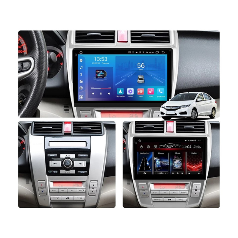 Android head unit FORS.auto FS 2 ULTRA for Honda City (2+32Gb, 10", Auto AC) 2008-2011
