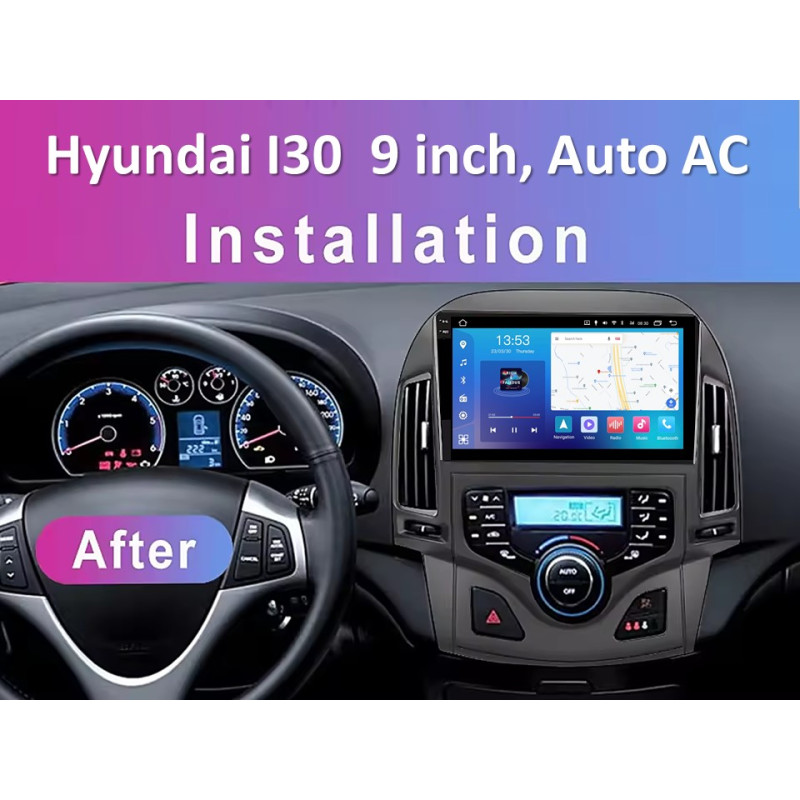 Android head unit FORS.auto FS 4 MAX Qled for Hyundai I30 (4+32Gb, 9", Auto AC) 2008-2011